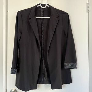 Black Casual Blazer with Polka Dot Accents